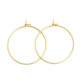 Boucles d'oreille Créoles Tiges 25mm, Acier Inoxydable Chirurgical 316L, finition Doré  à l'or fin 18K