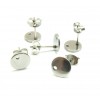 Boucles d'oreille, clou,  puce avec Trou 8mm, Acier Inoxydable finition Argent Platine avec embouts