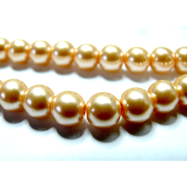 Perles de verre, nacre, champagne, 6mm