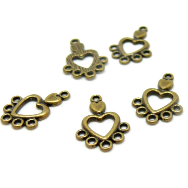 Multi connecteur Chandelier Coeur, metal Couleur Bronze