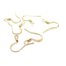 Boucles d'oreille Crochets 16 mm, ACIER INOXYDABLE 316L Chirurgical, finition Doré  à l'or fin 18K