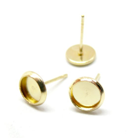 Supports de Boucles d'oreille, clou PUCE 10mm, Acier Inoxydable 304, finition Doré à l'or fin 18K