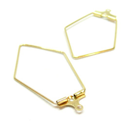 Boucles d'oreilles, Créoles Cintres Polygone 35mm, Acier Inoxydable finition Doré à l'or fin 18K, PVD