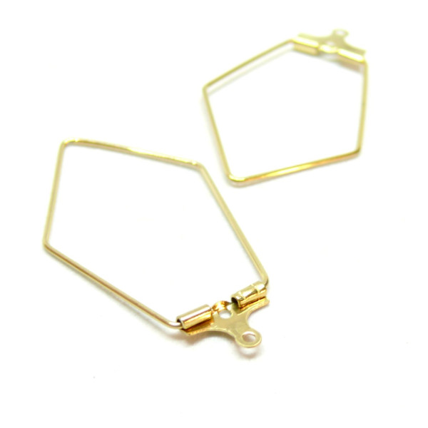 Boucles d'oreilles, Créoles Cintres Polygone 35mm, Acier Inoxydable finition Doré à l'or fin 18K, PVD