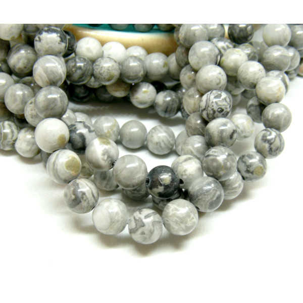 Perles rondes 8mm, Jaspe Picasso