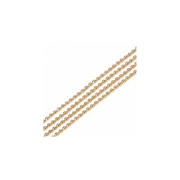 Chaine Bille 1mm, Laiton couleur Doré