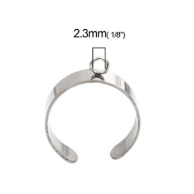 Supports de Bague largeur 6 mm avec un anneau, ACIER INOXYDABLE 304 finition Argenté
