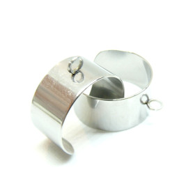 Supports de Bague largeur 8 mm avec un anneau, ACIER INOXYDABLE 304 finition Argenté