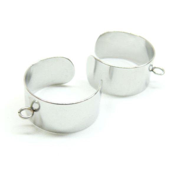Supports de Bague largeur 8 mm avec un anneau, ACIER INOXYDABLE 304 finition Argenté
