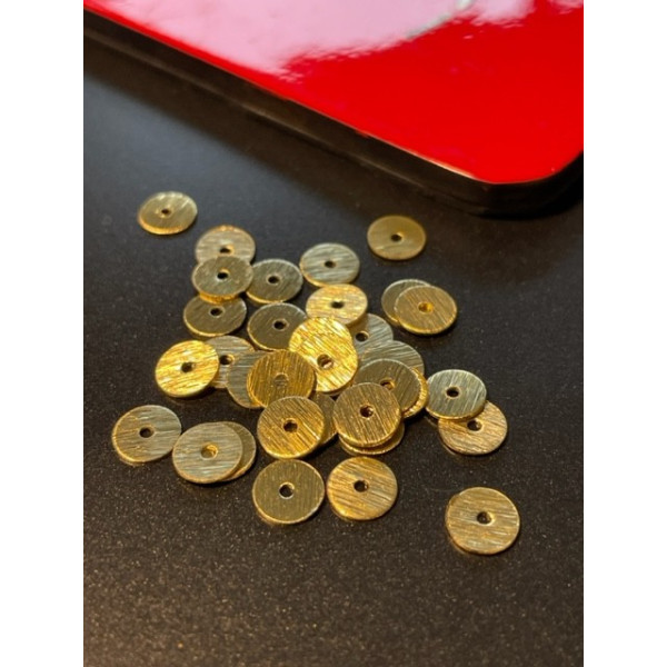 Perles intercalaires, RONDELLES extra fines 6mm, Laiton finition Doré