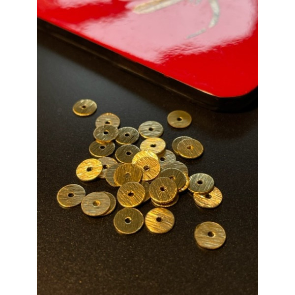 Perles intercalaires, RONDELLES extra fines 6mm, Laiton finition Doré