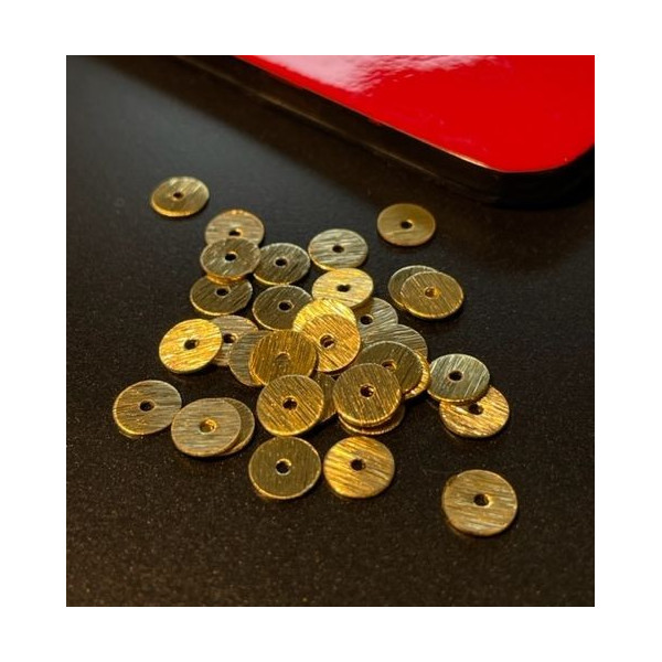 Perles intercalaires, RONDELLES extra fines 6mm, Laiton finition Doré