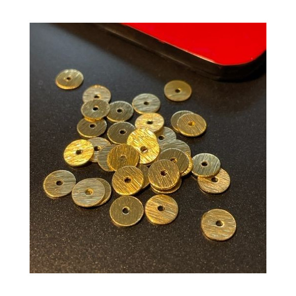 Perles intercalaires, RONDELLES extra fines 6mm, Laiton finition Doré