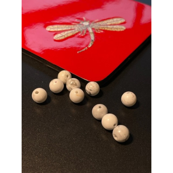 Perles Rondes 8mm, Turquoise Howlite naturelle Blanc veinée