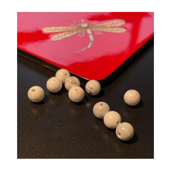 Perles Rondes 8mm, Turquoise Howlite naturelle Blanc veinée