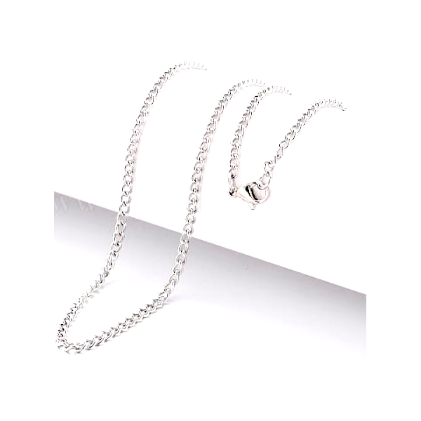 Sautoir 60 cm, maille gourmette  3 par 2mm, Acier Inoxydable 304 finition Argenté