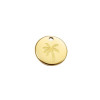 Pendentif Médaille avec Palmier  12 mm, Acier Inoxydable 304 Doré à l'or fin 18K, Placage IONIQUE