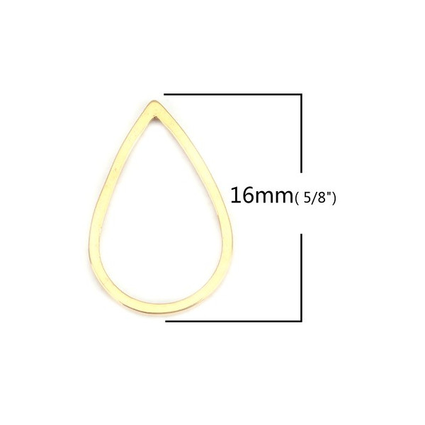 Pendentifs Connecteurs Goutte 16 mm, Laiton finition Doré, pour bijoux raffinés