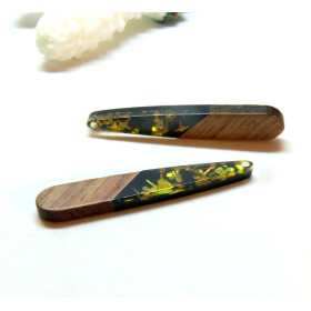 Pendentifs longue Goutte en Bois et résine 44mm