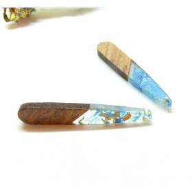 Pendentifs longue Goutte en Bois et résine 44mm