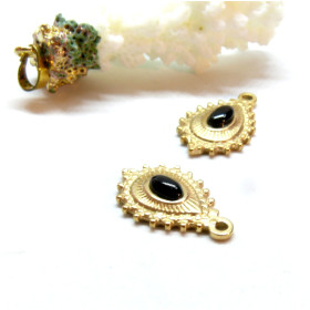 Pendentif  Boho Chic Goutte 22 par 14mm, Agate, Acier Inoxydable 304 finition Doré