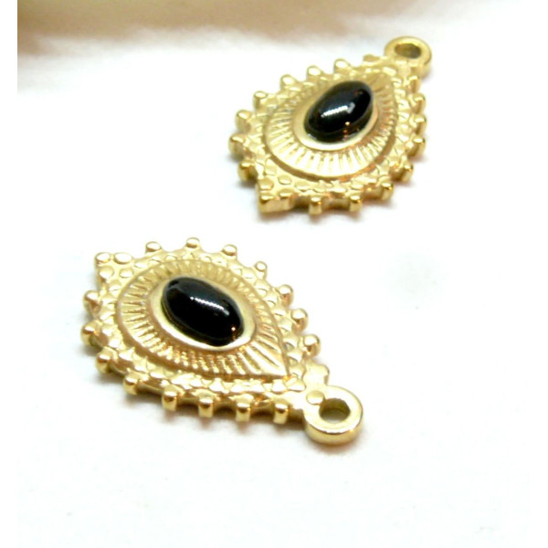 Pendentif  Boho Chic Goutte 22 par 14mm, Agate, Acier Inoxydable 304 finition Doré