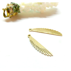 Pendentifs Plumes 28mm, Acier Inoxydable 304 finition Doré