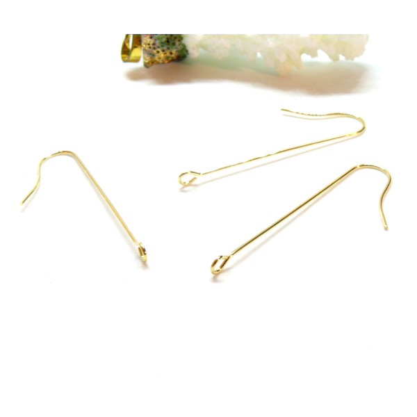 Boucles d'oreille Crochets 39mm, Acier Inoxydable 316L, finition Doré à l'or fin 18K