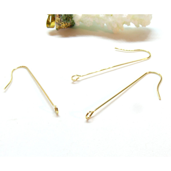 Boucles d'oreille Crochets 39mm, Acier Inoxydable 316L, finition Doré à l'or fin 18K