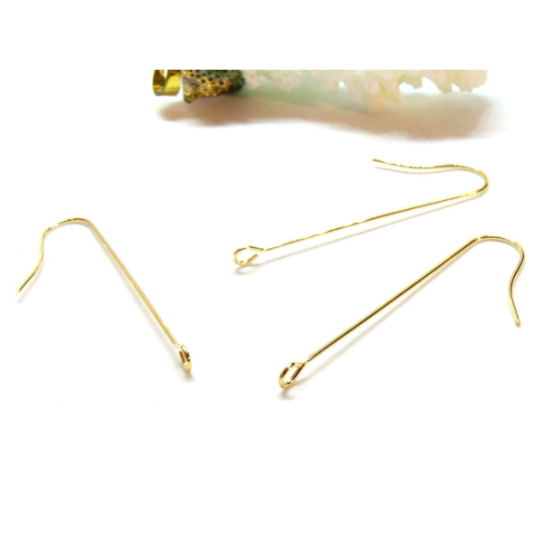 Boucles d'oreille Crochets 39mm, Acier Inoxydable 316L, finition Doré à l'or fin 18K