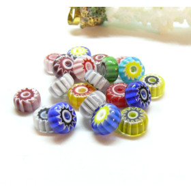 Perles Rondelles 8mm Verre Millefiori fait Main