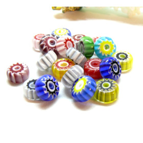 Perles Rondelles 8mm Verre Millefiori fait Main