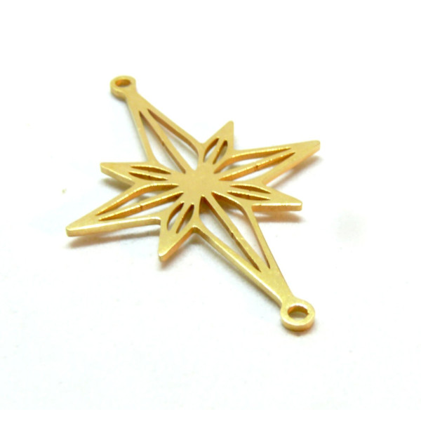 Connecteur Etoile  39mm, Acier Inoxydable finition Doré