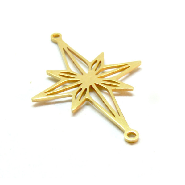Connecteur Etoile  39mm, Acier Inoxydable finition Doré