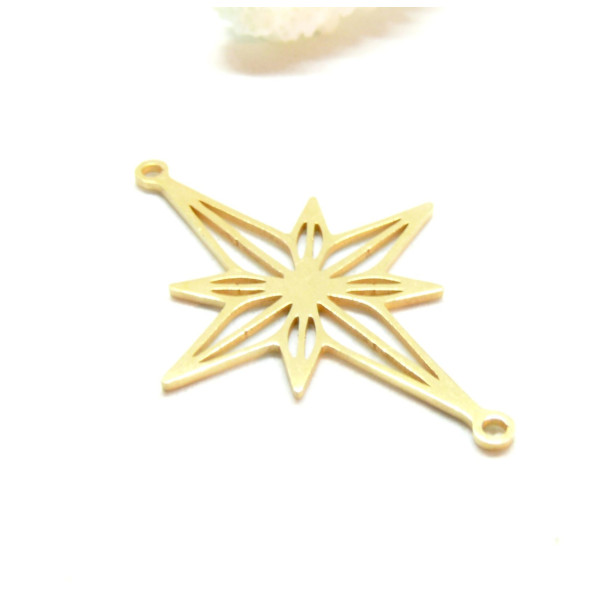 Connecteur Etoile  39mm, Acier Inoxydable finition Doré
