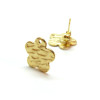 Boucles d'oreille Puces Fleur Martelée 12mm avec trou, Acier Inox Doré 18K, IONIQUE