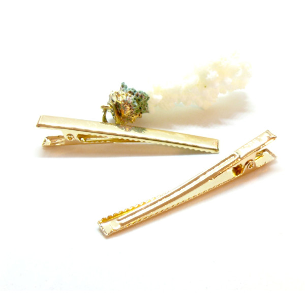 Longues Pinces, Barrette Crocodile 60mm, métal coloris Doré