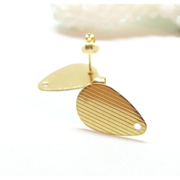 Boucles d'oreille, Puce Géométrique Goutte avec trou et embouts, Acier Inoxydable 304 finition Doré