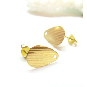 Boucles d'oreille, Puce Géométrique Goutte avec trou et embouts, Acier Inoxydable 304 finition Doré