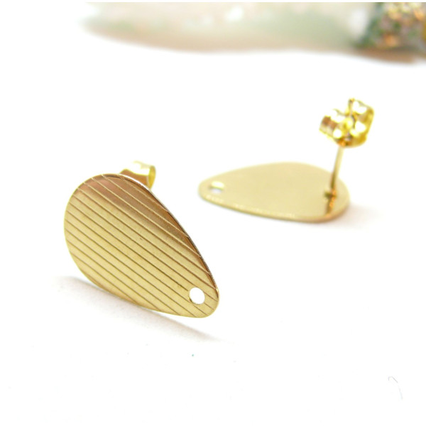 Boucles d'oreille, Puce Géométrique Goutte avec trou et embouts, Acier Inoxydable 304 finition Doré