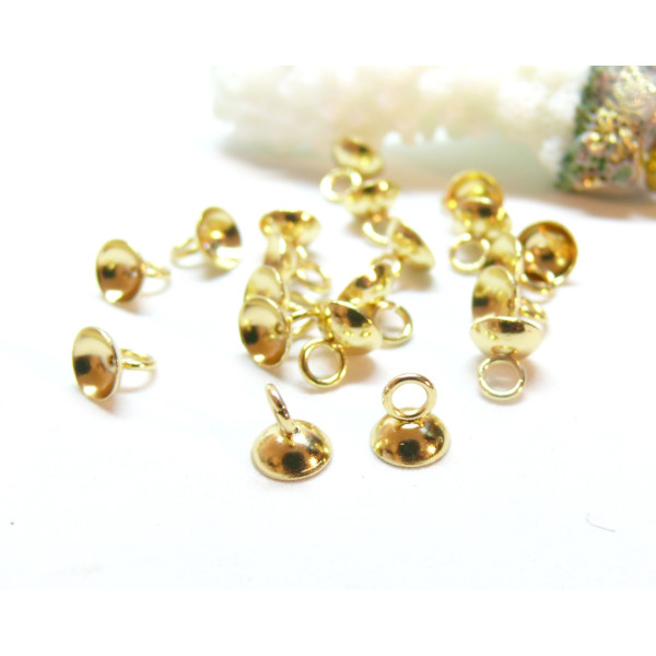 Embouts cloches à coller 5.5mm, Acier Inoxydable 304 finition Doré à l'or fin 18K