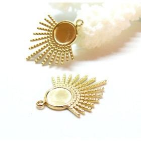 Support de Pendentif Eventail 8mm, Acier Inoxydable 304, finition Doré à l'or fin 18K, Placage IONIQUE