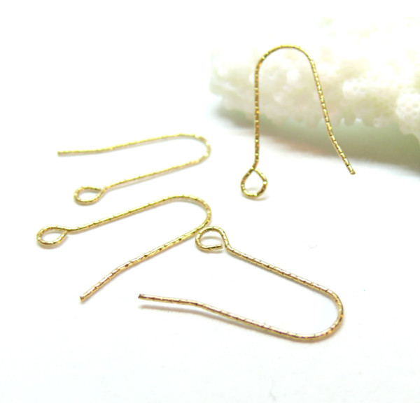 Boucles d'oreille Crochets martelées 22mm, Acier Inoxydable 316L  finition Doré, Placage IONIQUE