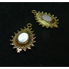 Pendentif  Boho Chic Goutte 27 par 17mm, Nacre, Acier Inoxydable 304 finition Doré à l'or fin 18K