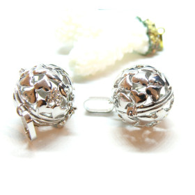Pendentif Cage Bola Grossesse Multi Coeur avec strass 16mm, finition Argent Platine