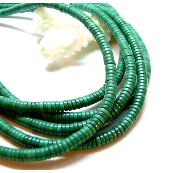 Perles Rondelles Heishi 4 par 2 mm, Agate Verte