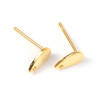 Boucles d'oreille, clou mini Goutte 8 par 5mm,  puce avec Trou, Acier Inoxydable 304, finition Doré à l'or fin 24K