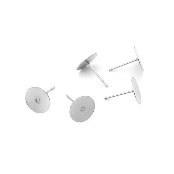 Boucles d'oreille Clou Puce 4mm Acier Inoxydable 304, finition Argent Platine Rhodié