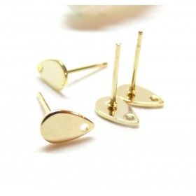 Boucles d’oreille clou mini Goutte 8x5mm – Acier Inoxydable Doré 24K