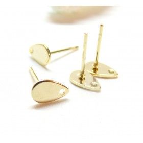 Boucles d’oreille clou mini Goutte 8x5mm – Acier Inoxydable Doré 24K